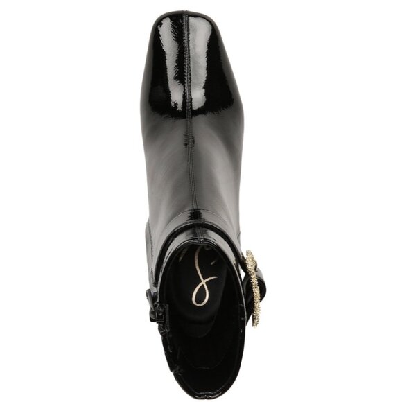 Sam Edelman Corinne Black Patent Square Toe Block Heel Ankle Boots Women 9.5 - Picture 3 of 15